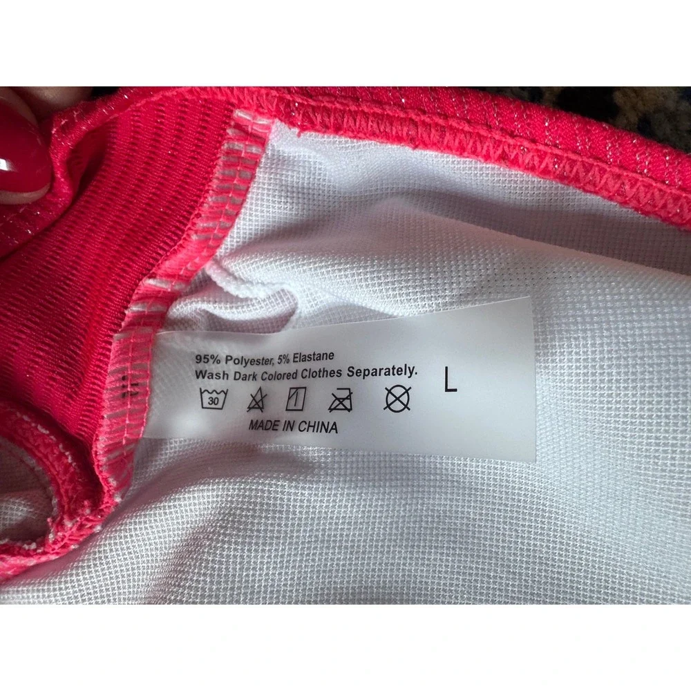Ribbed One Piece Swimsuit Cut Out Tie Halter‎ Hot Pink Swimwear